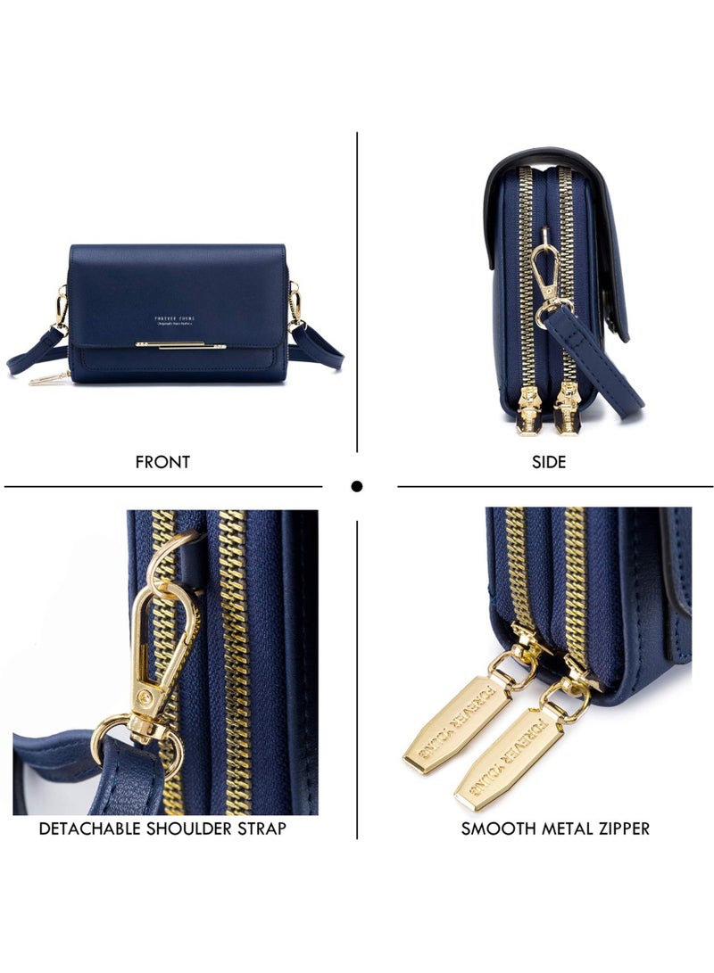 Crossbody Phone Bag for Women, Small Leather Satchel Handbags Shoulder Bags with Zipper Closure and Card Slots, Coin Purse and Wallet - Image 4