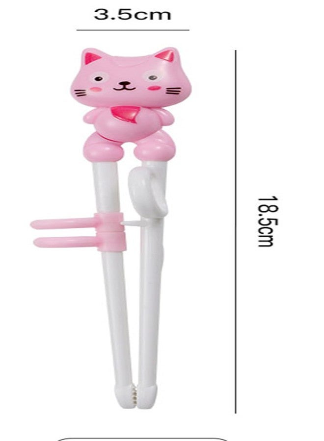 YYaaloa 2Pairs Kid Chopsticks, Learning Helper Practice Chopsticks for Kids, Training Chopsticks Gift with Animals for Beginners Toddler (cat pink +blue) - Image 2