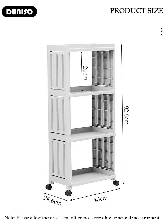 DUNISO 4 Tier Narrow Storage Cabinet Rolling Utility Cart Multifunctional Storage Organizer with Wheels Plastic Storage Cart Multipurpose Storage Rack for Bathroom Kitchen Laundry Bedroom Office  - Image 4