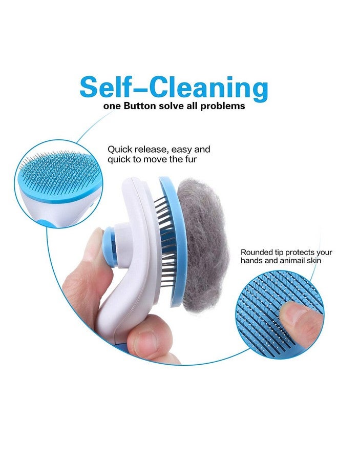 Dog Slicker Brushes Pet Soft Brush One Button Self Cleaninh For Shedding Removes Loose Undercoat Mats Tangled Hair Grooming Brush For Pet Massage - Multicolor - Image 5