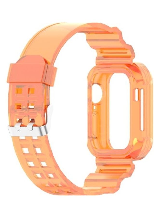HuHa Silicone Integrated Replacement Strap Watchband For Apple Watch Series 7/6/SE/5/4/3/2/1 45/44/42mm Transparent Orange - Image 3