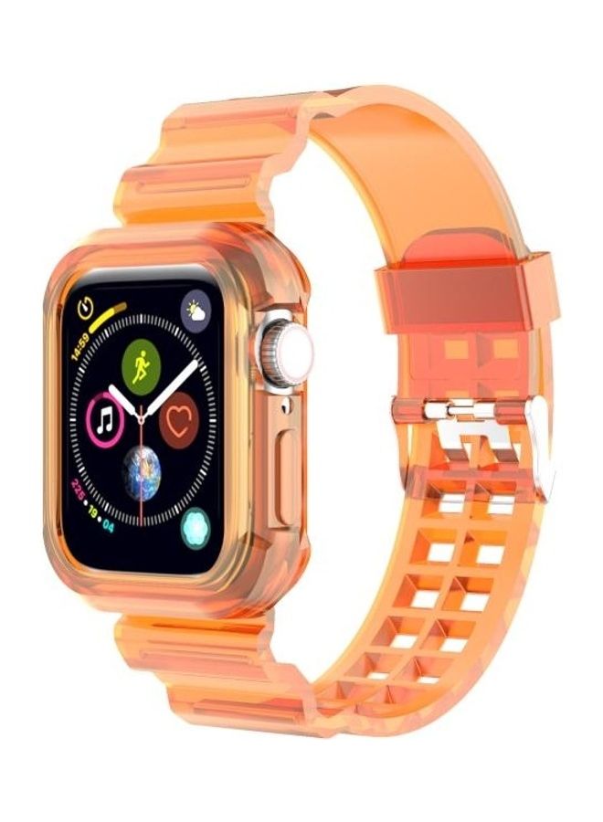 HuHa Silicone Integrated Replacement Strap Watchband For Apple Watch Series 7/6/SE/5/4/3/2/1 45/44/42mm Transparent Orange - Image 4