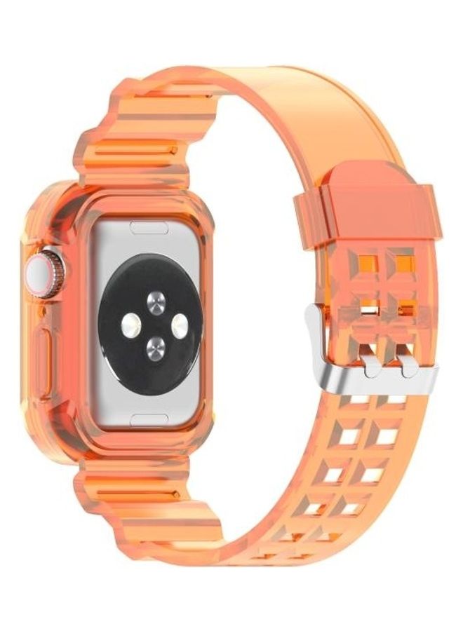 HuHa Silicone Integrated Replacement Strap Watchband For Apple Watch Series 7/6/SE/5/4/3/2/1 45/44/42mm Transparent Orange - Image 5