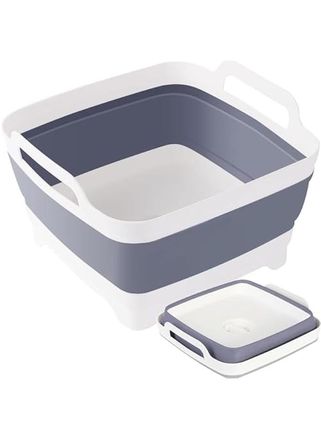 تراسل حوض غسيل قابل للطي من تراسل سعة 9 لتر لغسل الاطباق في حوض غسيل الحوض مع سدادة تصريف - حوض غسيل متعدد الاستخدامات قابل للطي حوض غسيل الاطباق حوض حوض حوض محمول - Image 1