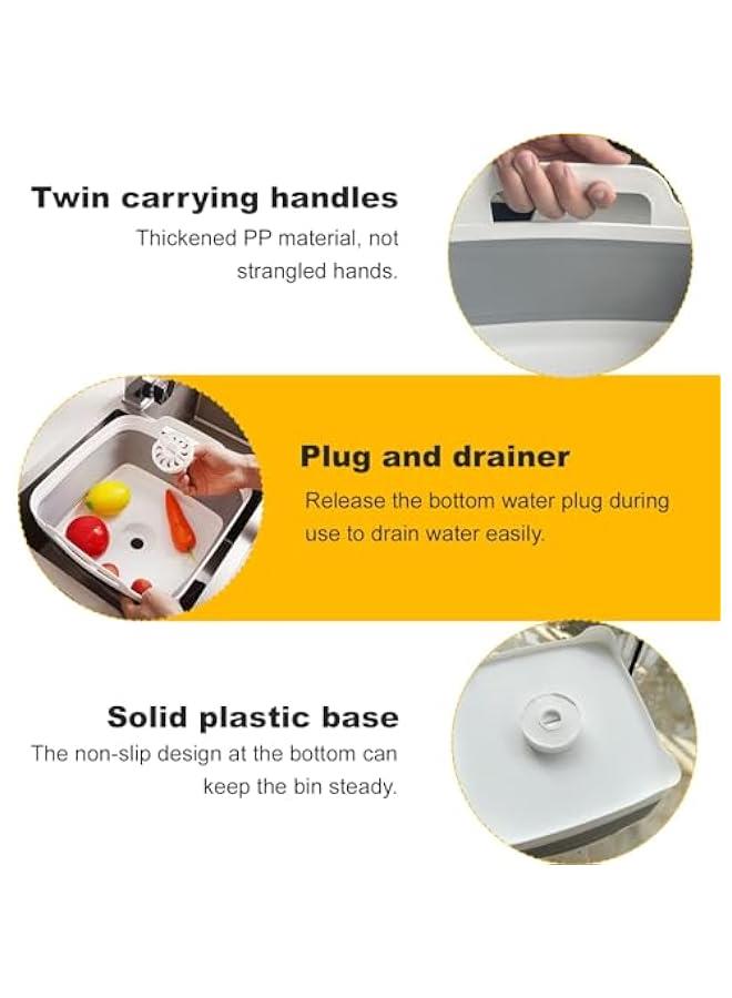 تراسل حوض غسيل قابل للطي من تراسل سعة 9 لتر لغسل الاطباق في حوض غسيل الحوض مع سدادة تصريف - حوض غسيل متعدد الاستخدامات قابل للطي حوض غسيل الاطباق حوض حوض حوض محمول - Image 4