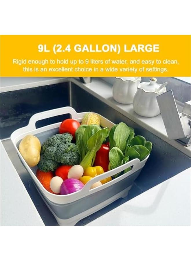 تراسل حوض غسيل قابل للطي من تراسل سعة 9 لتر لغسل الاطباق في حوض غسيل الحوض مع سدادة تصريف - حوض غسيل متعدد الاستخدامات قابل للطي حوض غسيل الاطباق حوض حوض حوض محمول - Image 5