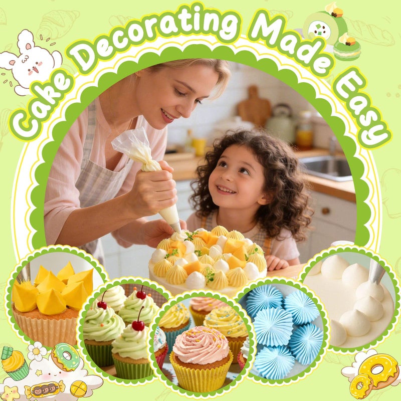 Suuker extra large piping tips set (F02 F06 9FT R22L), stainless steel round piping tip,large star square wide jumbo piping tips,eclair churro meringue for cake cupcake cookie decorating - Image 2