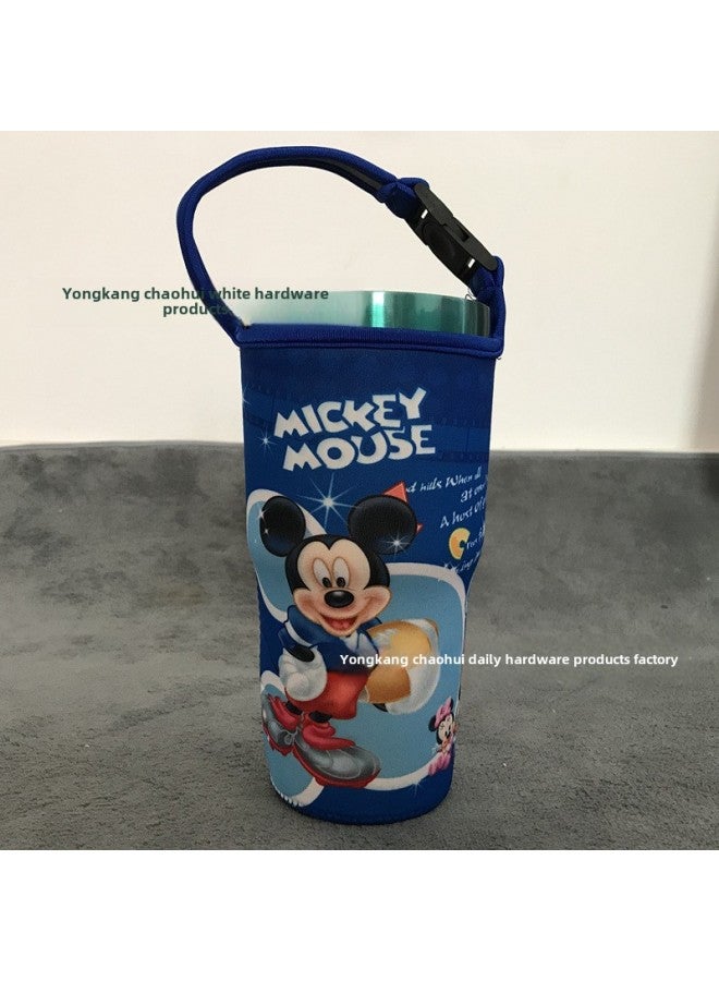Factory Wholesale Cartoon Ice Cream Cup 30Oz Car Cup Vacuum Cup Cover Portable Drop-resistant Handbag Diving Material Cup Cover-Color:Mickey Rugby-Capacity:900ml(30oz Ice Cream)  - Image 1