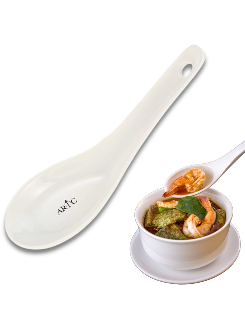 اي ار تي سي طقم ملاعق حساء سيراميك بورسلين من ARTC على الطراز الآسيوي الشرقي والكوري والصيني مكون من 12 قطعة، أبيض 13 سم × 4.5 سم - Image 2