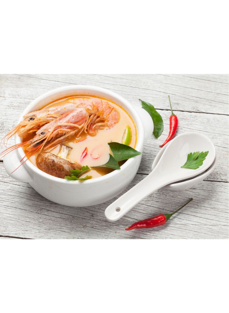 اي ار تي سي طقم ملاعق حساء سيراميك بورسلين من ARTC على الطراز الآسيوي الشرقي والكوري والصيني مكون من 12 قطعة، أبيض 13 سم × 4.5 سم - Image 4