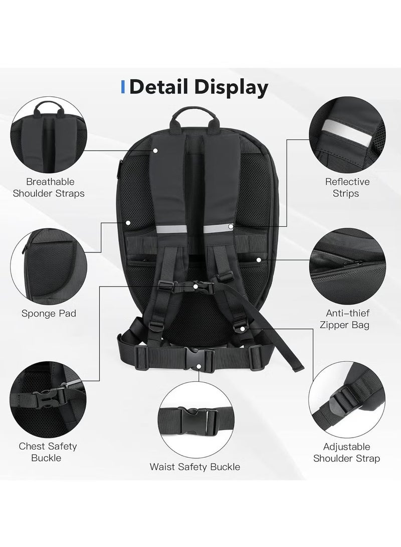 TIGER LED Motorcycle Backpack Waterproof Hard Shell Laptop Bag for Men with DIY Programmable Full Color Screen - Image 4