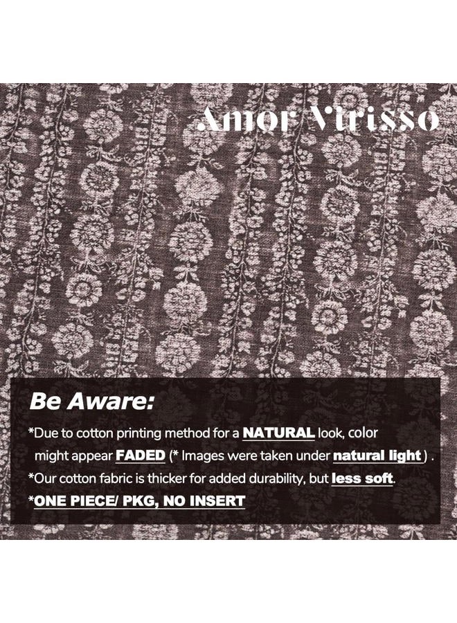 Amor Virisso Vintage Floral Throw Pillow Covers 18x18 Striped Farmhouse Block Print Pillow Cover Boho Neutral Decorative Pillows for Living Room Bed, Dark Brown - Image 3