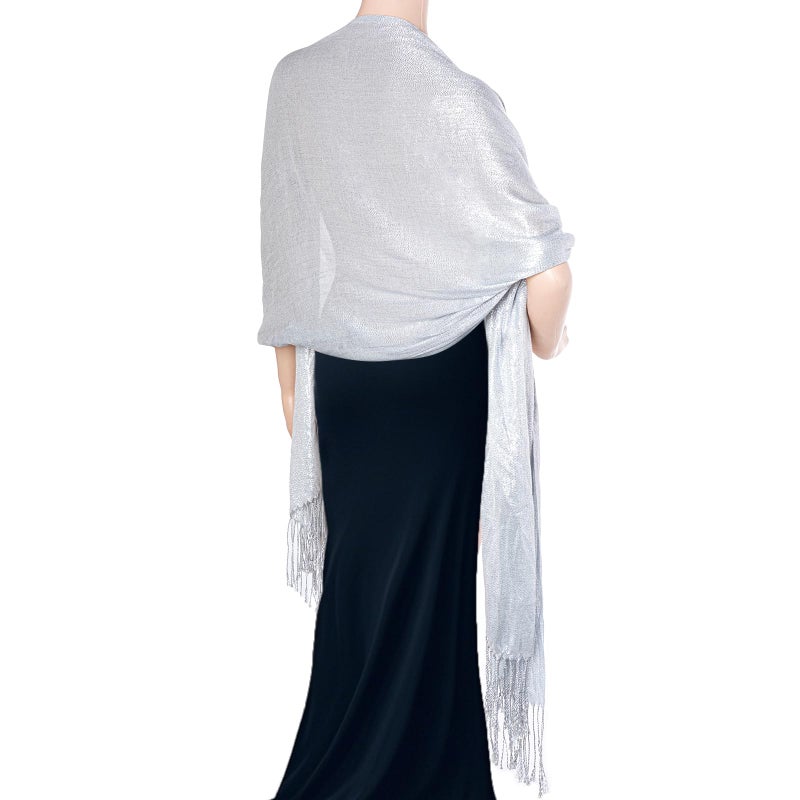 Jmkcoz Women's Pashmina Shawls Wraps Scarf for Evening Dresses Bridal Bridesmaid Wedding Winter Large Warm Soft Silky Scarves (Silver) - Image 1