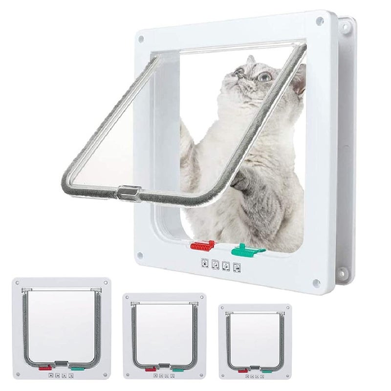 EGETOTA goTeamghjkl Cat Door Flap (Outer Size 7.5" x 7.8"), 4 Way Locking Medium Cat Door for Interior Exterior Doors, Weatherproof Pet Door for Cats Doggie Kitty and Kittens with Circumference < 15.75" - Image 1