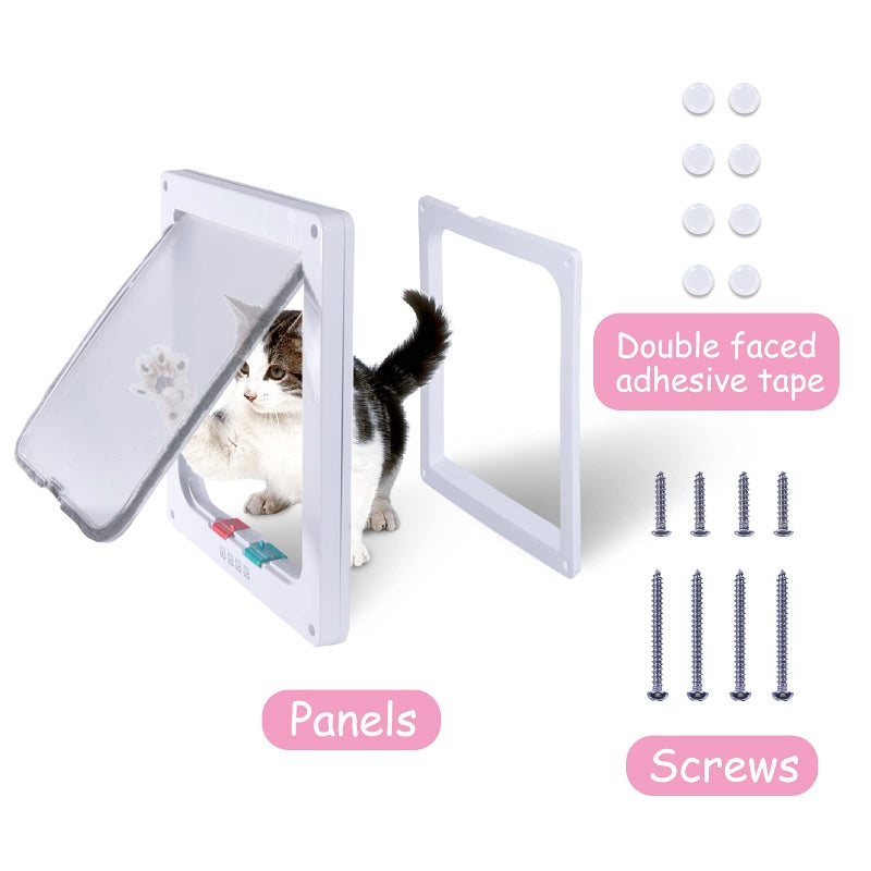 EGETOTA goTeamghjkl Cat Door Flap (Outer Size 7.5" x 7.8"), 4 Way Locking Medium Cat Door for Interior Exterior Doors, Weatherproof Pet Door for Cats Doggie Kitty and Kittens with Circumference < 15.75" - Image 4