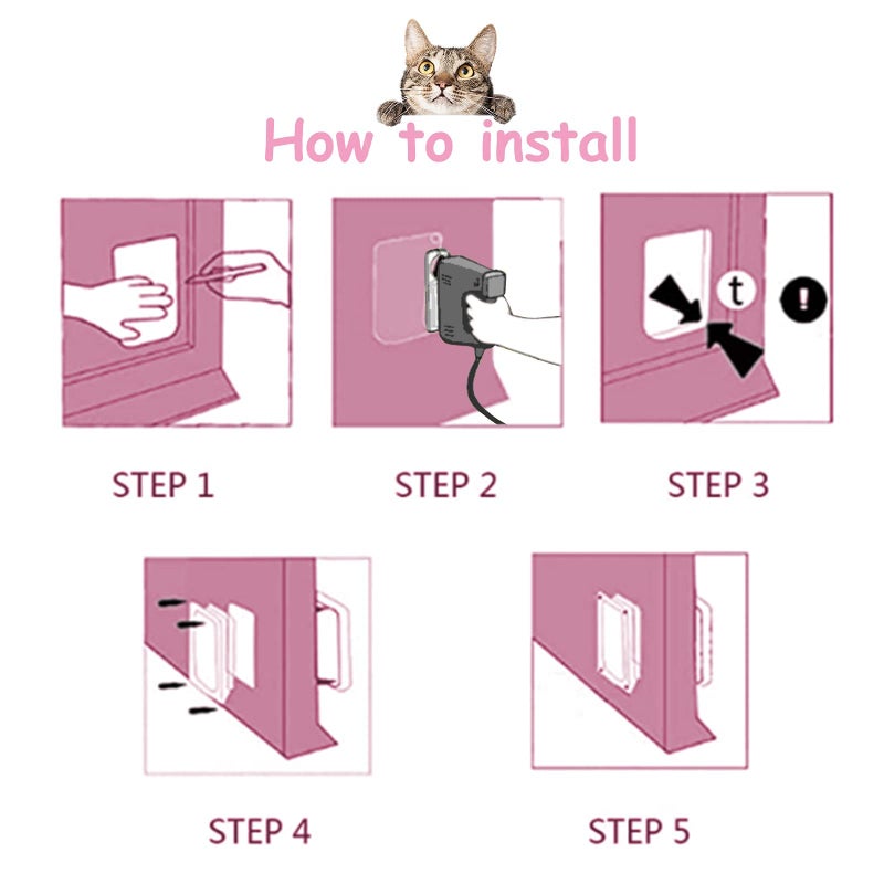 EGETOTA goTeamghjkl Cat Door Flap (Outer Size 7.5" x 7.8"), 4 Way Locking Medium Cat Door for Interior Exterior Doors, Weatherproof Pet Door for Cats Doggie Kitty and Kittens with Circumference < 15.75" - Image 5