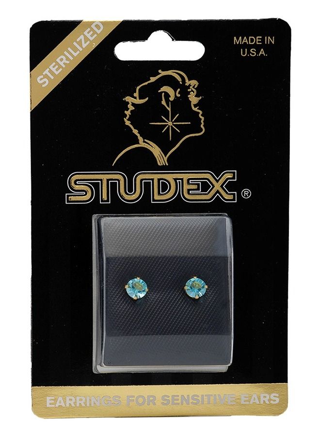 Studex 5MM March - Aquamarine 24K Pure Gold Plated Ear Studs - Image 5
