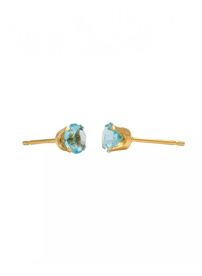 Studex 5MM March - Aquamarine 24K Pure Gold Plated Ear Studs - Image 4