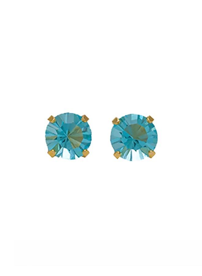 Studex 5MM March - Aquamarine 24K Pure Gold Plated Ear Studs - Image 1