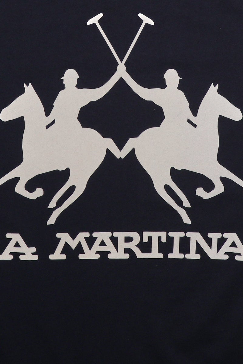 La Martina Men Crew Neck Short Sleeve Brand Logo T-Shirt, Dark Navy - Image 5