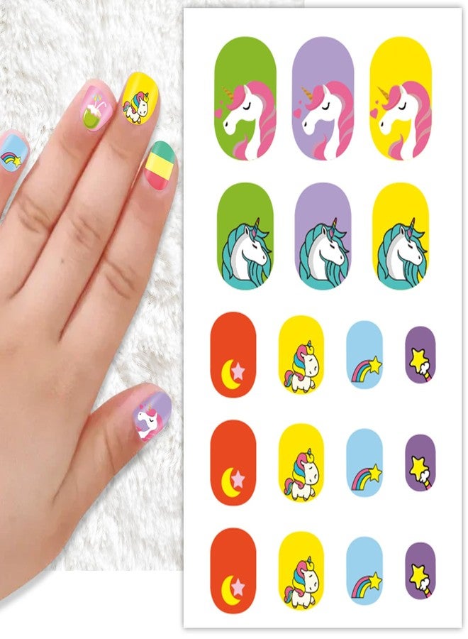 winthrop 6 Sheets Nail Stickers for Kids Full Nail Wraps for Girls, Cute Unicorn Flower Butterfly Star Designs 3D Self-Adhesive Nail Art Decals Holiday Colorful Manicure Decorations for Age 7 and Older - Image 4