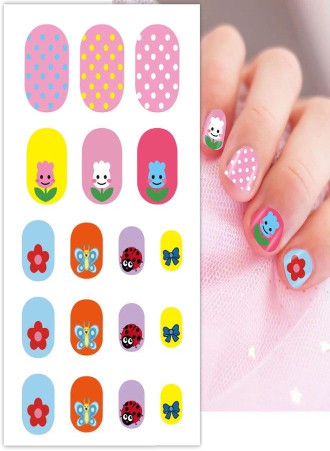 winthrop 6 Sheets Nail Stickers for Kids Full Nail Wraps for Girls, Cute Unicorn Flower Butterfly Star Designs 3D Self-Adhesive Nail Art Decals Holiday Colorful Manicure Decorations for Age 7 and Older - Image 3