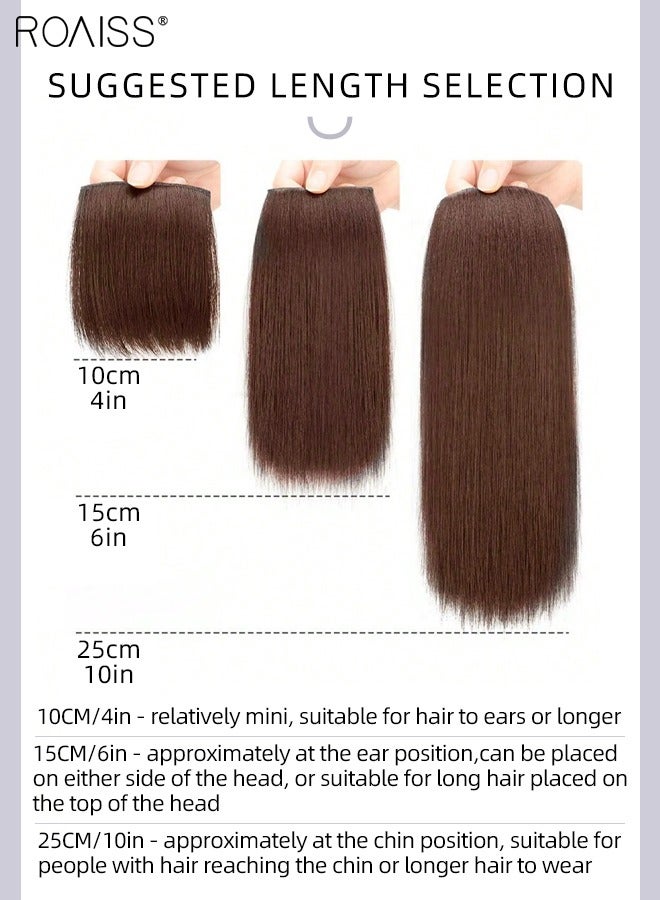 رويس قطعتان من وصلات الشعر البشري بالمشابك، أغطية شعر غير مرئية للنساء مع شعر رقيق  لإضافة حجم الشعر، قطع شعر مع مشابك للاستخدام اليومي، بني فاتح - Image 5