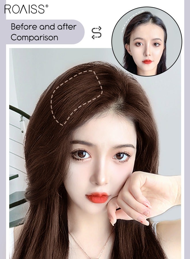 رويس قطعتان من وصلات الشعر البشري بالمشابك، أغطية شعر غير مرئية للنساء مع شعر رقيق  لإضافة حجم الشعر، قطع شعر مع مشابك للاستخدام اليومي، بني فاتح - Image 2