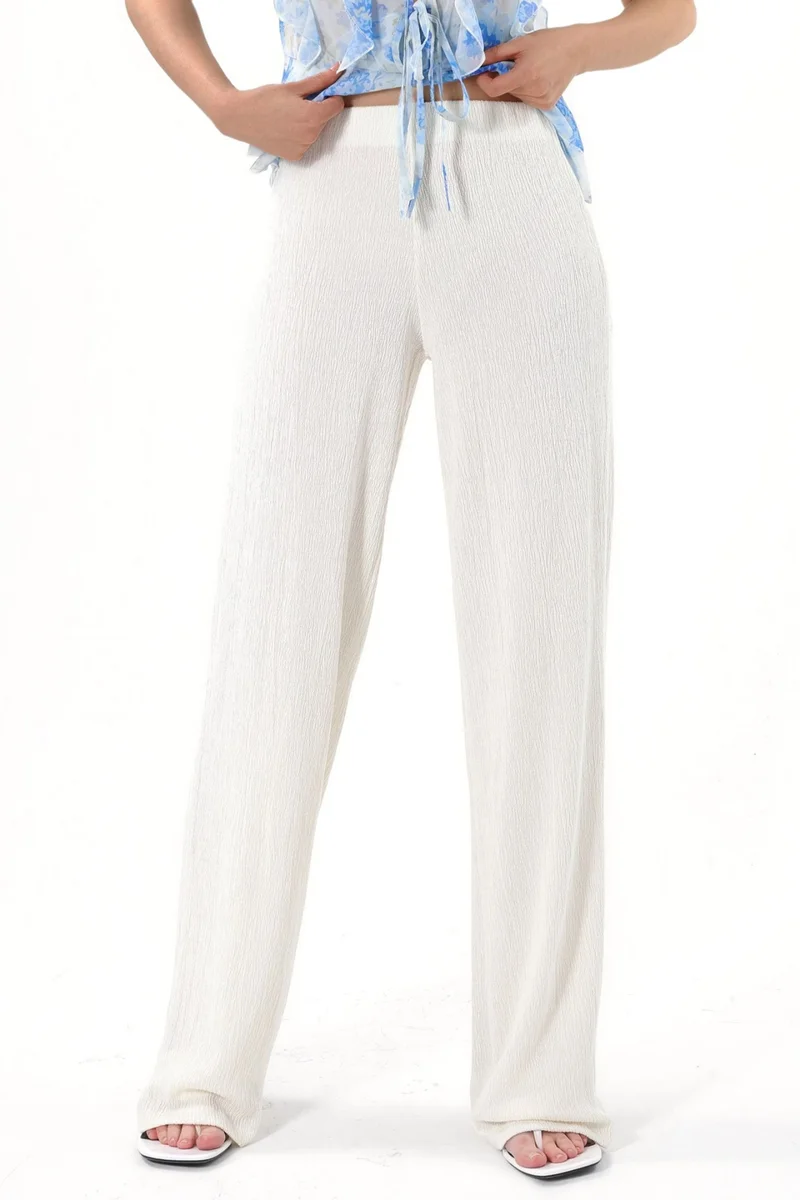 بوسيم BUSEM High-Waist Straight-Leg Crepe Trousers with Slit