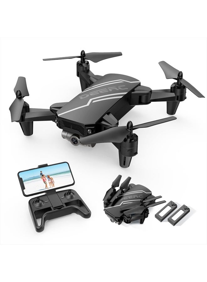 DEERC D20 Mini Drone for Kids with 720P HD FPV Camera Remote Control Toys Gifts for Boys Girls with Altitude Hold, Headless Mode, One Key Start Speed Adjustment, 3D Flips 2 Batteries, Black - Image 1