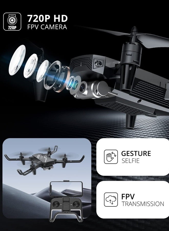 DEERC D20 Mini Drone for Kids with 720P HD FPV Camera Remote Control Toys Gifts for Boys Girls with Altitude Hold, Headless Mode, One Key Start Speed Adjustment, 3D Flips 2 Batteries, Black - Image 2