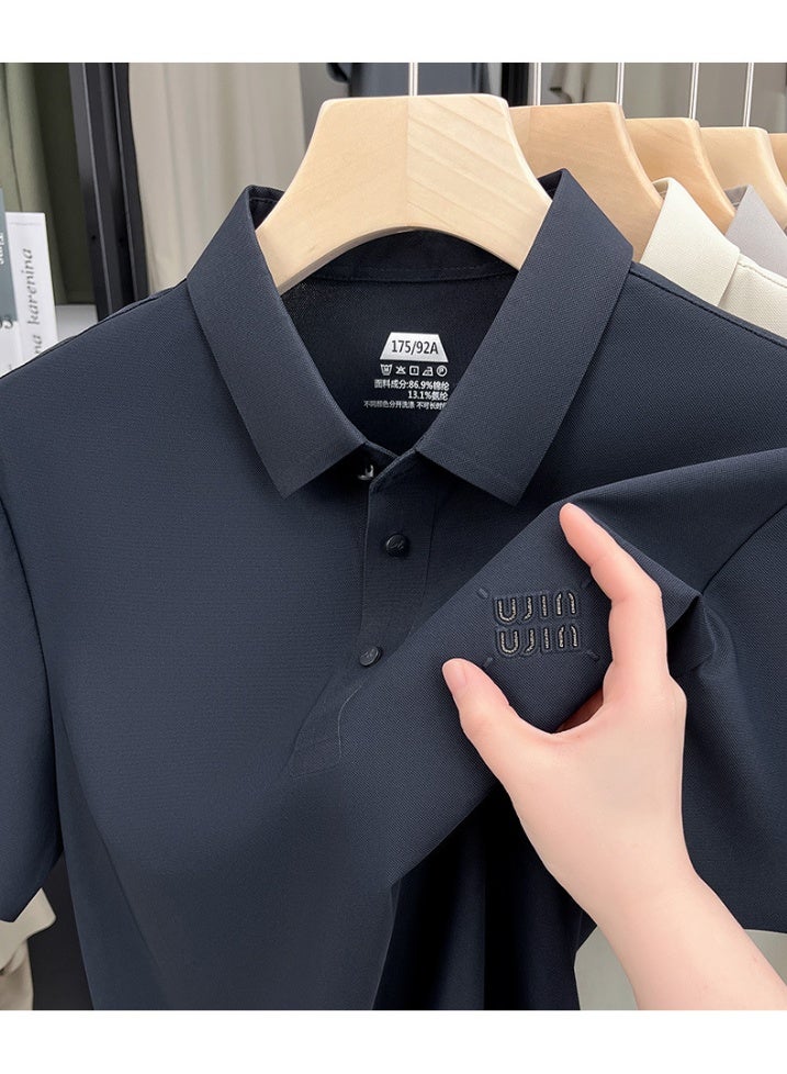 Uji High-End Short Sleeve Polo Shirt for Middle-Aged Men Casual Turn-down Collar Seamless Comfortable Summer Half Sleeve Top - Image 2