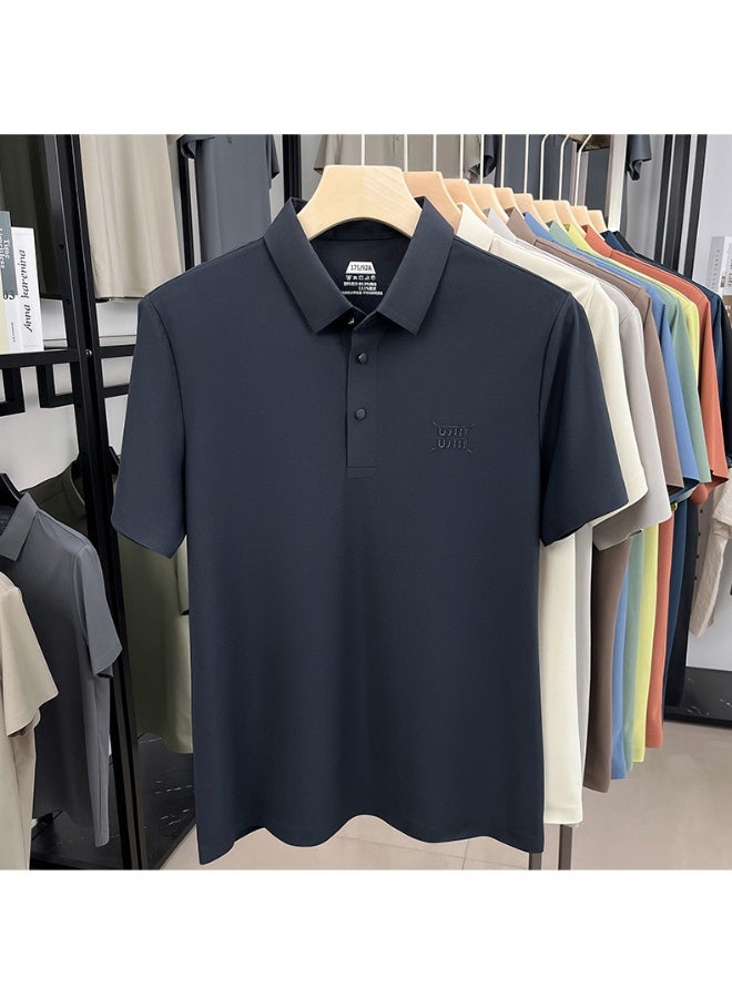 Uji High-End Short Sleeve Polo Shirt for Middle-Aged Men Casual Turn-down Collar Seamless Comfortable Summer Half Sleeve Top - Image 1