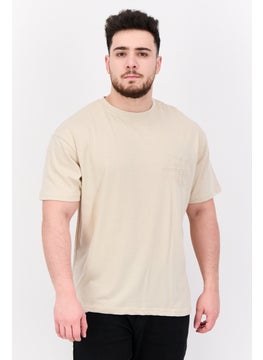Fudo Men Crew Neck Short Sleeves Brand Logo T-Shirt, Tan  - Image 1