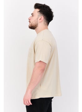 Fudo Men Crew Neck Short Sleeves Brand Logo T-Shirt, Tan  - Image 2