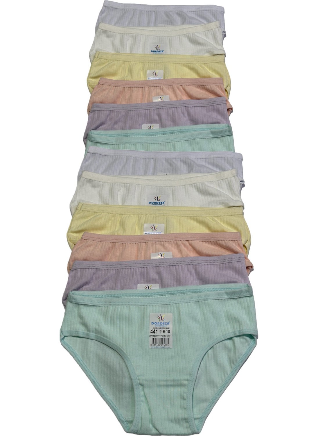 Tutku Dondeza 12-Pack Cotton Pastel Colored Ribbed Girls Panties  - Image 4