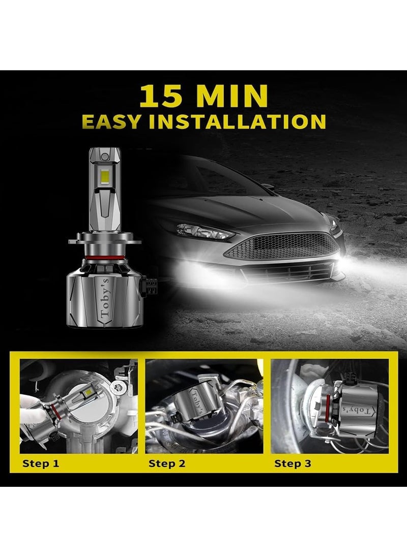 Toby's - Toby's New Launch 2024 Upgraded U8 LED Headlight with 150W/Pair Power 15000LM/Pair Lumens, Color Temperature 6500K Plug and Play, Non-Polarity, Fog Headlight (H7) - Image 1