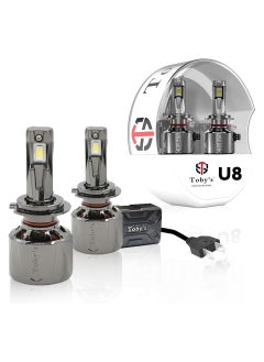 Toby's Toby's New Launch 2024 Upgraded U8 LED Headlight with 150W/Pair Power 15000LM/Pair Lumens, Color Temperature 6500K Plug and Play, Non-Polarity, Fog Headlight (H7)  - Image 1