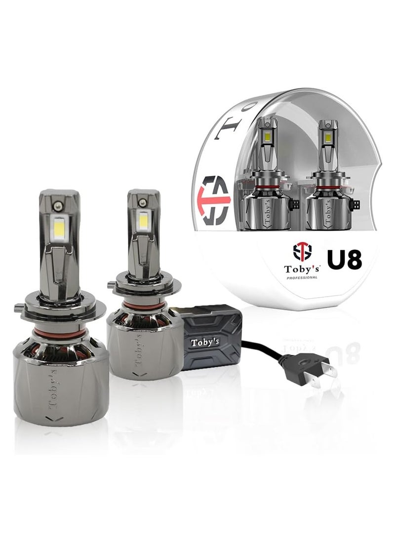 Toby's - Toby's New Launch 2024 Upgraded U8 LED Headlight with 150W/Pair Power 15000LM/Pair Lumens, Color Temperature 6500K Plug and Play, Non-Polarity, Fog Headlight (H7) - Image 1