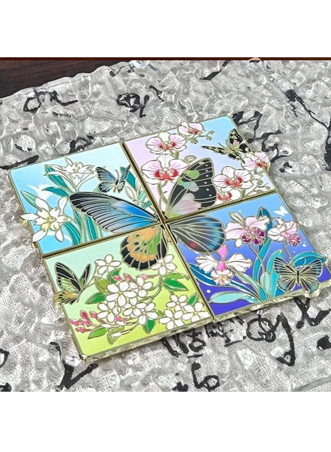 كيلا مغناطيس ثلاجة على شكل فراشات مضيئة في الظلام، مجموعة من 4 قطع، زينة زهور وفراشات Q3 - Image 5