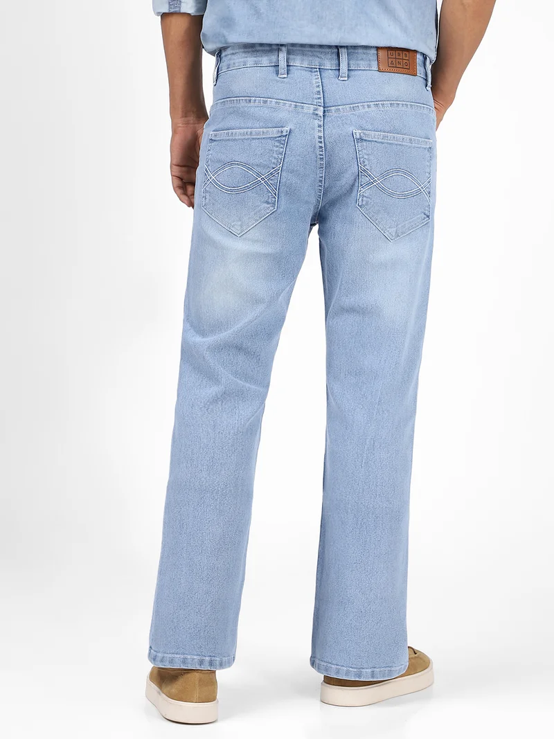 Urbano Fashion  Urbano Fashion Men's Ice Blue Washed Bootcut Jeans Stretchable  | Best Price UAE