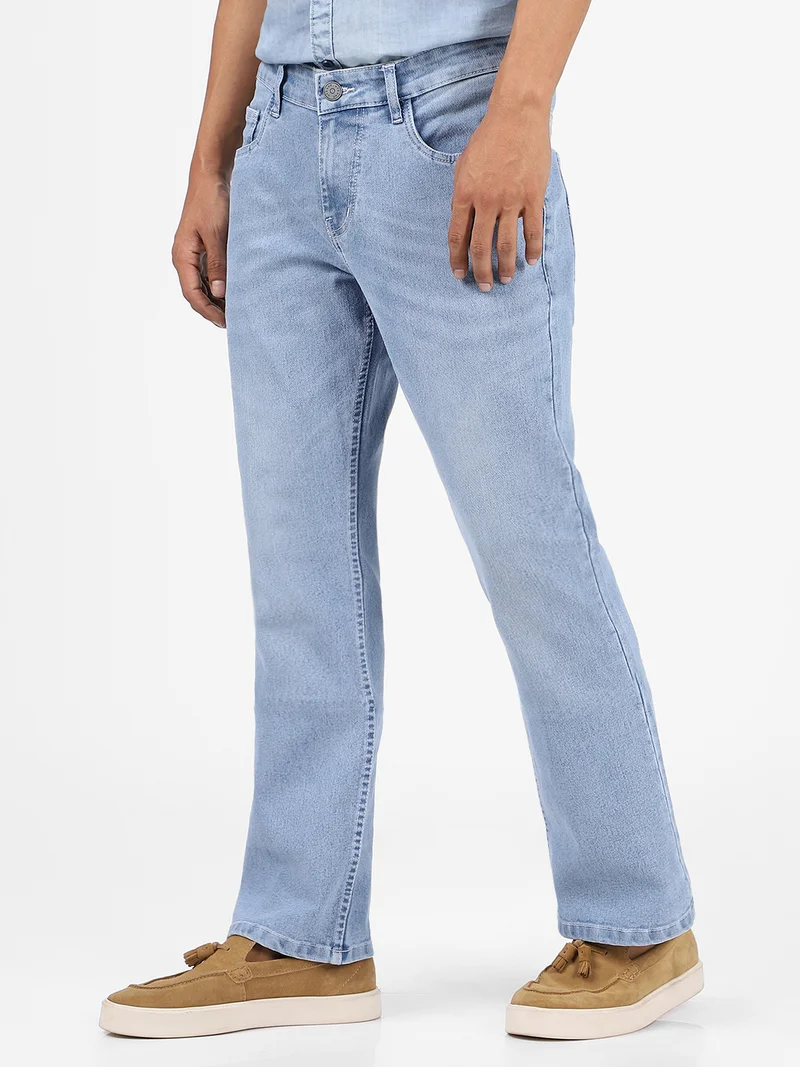 Urbano Fashion Men's Ice Blue Washed Bootcut Jeans Stretchable