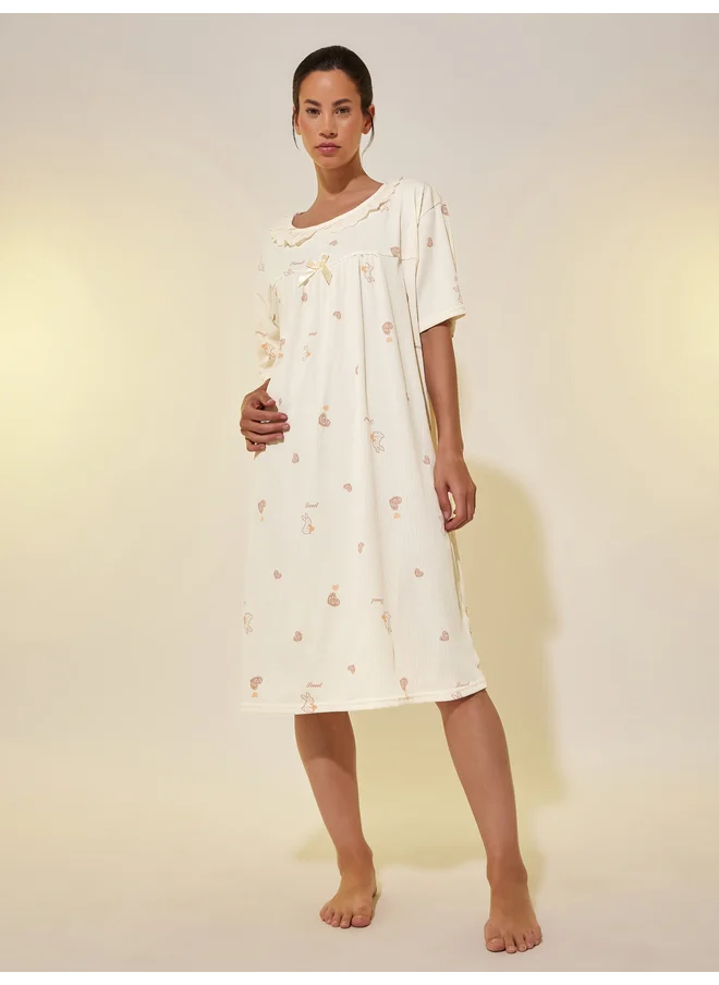 Take Two Take Two All Over Print Short Sleeve Nightdress