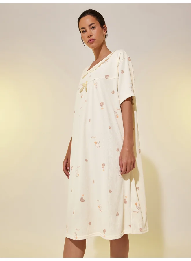 Take Two Take Two All Over Print Short Sleeve Nightdress