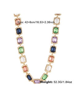 HaveDream Alloy Glass Colored Diamond Necklace - Blue, Green, Purple Artificial Zirconia  - Image 2