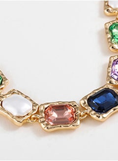 HaveDream Alloy Glass Colored Diamond Necklace - Blue, Green, Purple Artificial Zirconia  - Image 3