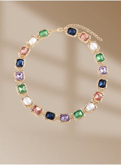 HaveDream Alloy Glass Colored Diamond Necklace - Blue, Green, Purple Artificial Zirconia  - Image 4