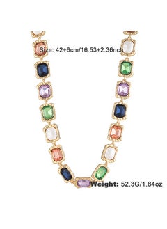 Alloy Glass Colored Diamond Necklace - Blue, Green, Purple Artificial Zirconia - pzsku/Z77984F87058107863BF9Z/45/_/1722241918/ccf503f4-074b-4233-8baf-7965aceb42ac