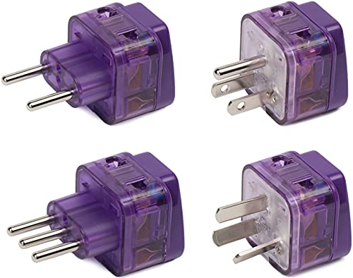 TRAVEL READY NEW! 4 Pieces AMERICA TRAVEL ADAPTER Pack for SOUTH and N. AMERICA; ARGENTINA CHILE PERU BOLIVIA URUGUAY COSTA RICA COLOMBIA USA MEXICO CANADA / WITH DUAL PLUG-IN PORTS AND BUILT-IN SURGE PROTECTORS - Image 1