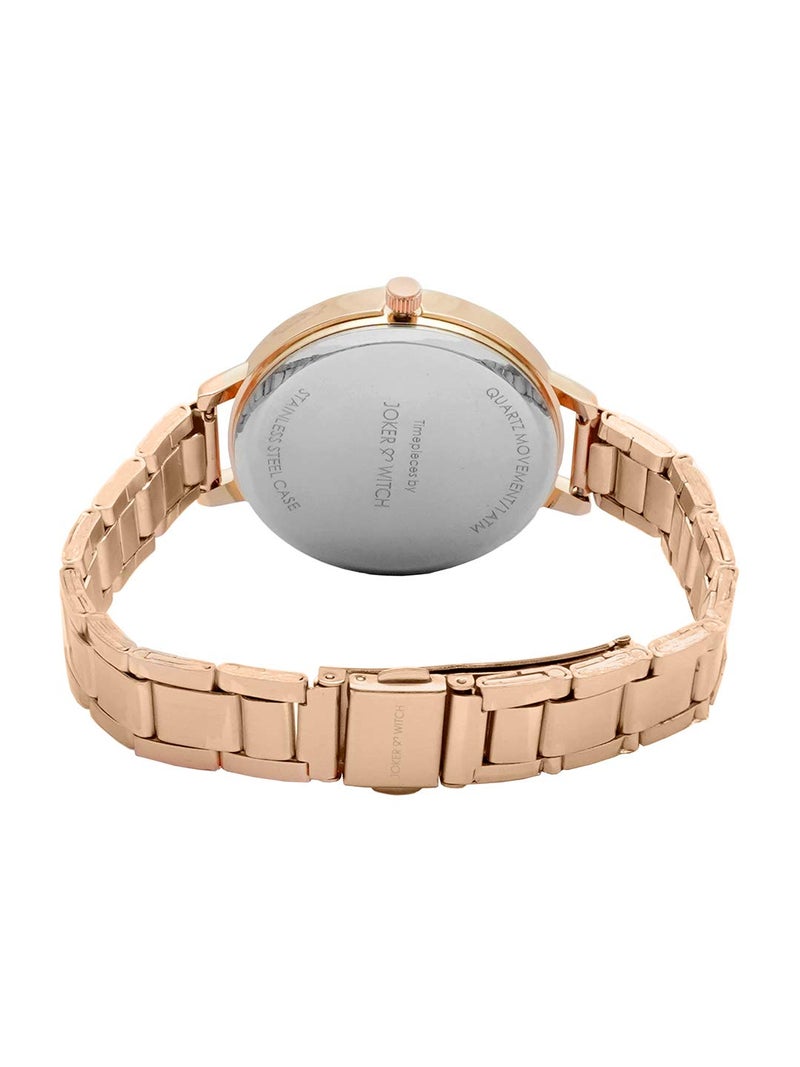 Joker & Witch Stainless Steel Fairy Light Rosegold Analogue Watch Bracelet Stack For Women, Black Dial, Rose Gold Band - Image 4